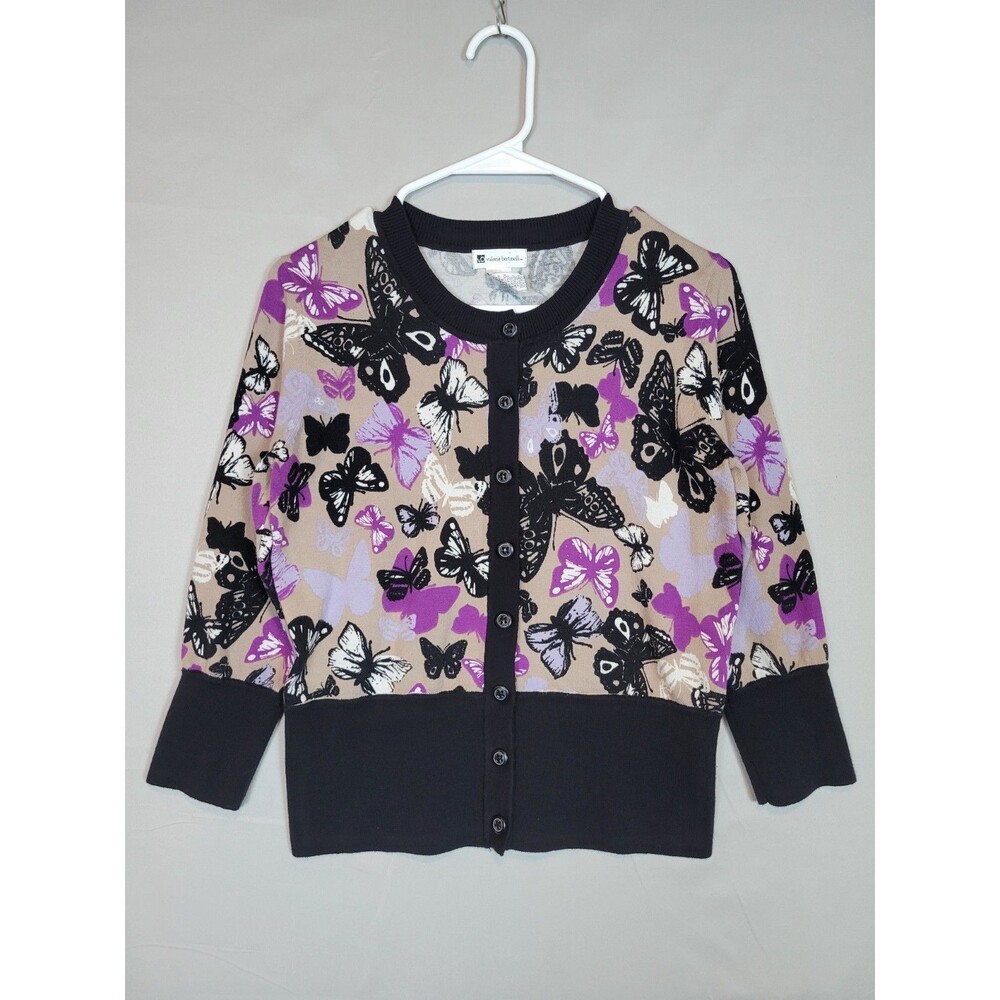 Vintage Butterfly Print Fitted Short Cardigan Womens Small Cute Coquette Dainty - Picture 3 of 9